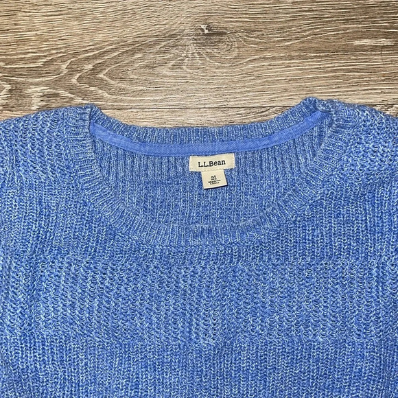 Ll bean chunky stripe blue 100 % cotton Blue Women's Sweater size medium - Picture 2 of 7